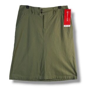 NWT Crazy Horse Olive Green Stretch A Line Midi Skirt Career Casual Womens Sz 10